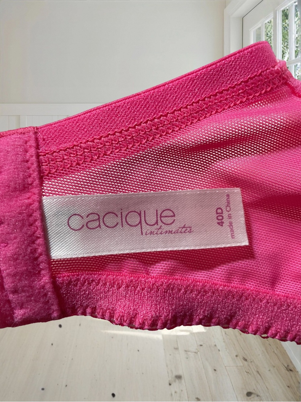 CACIQUE Women's Hot Pink Floral Lace Unlined Underwire Bra 40D Bow Accents - Picture 8 of 11